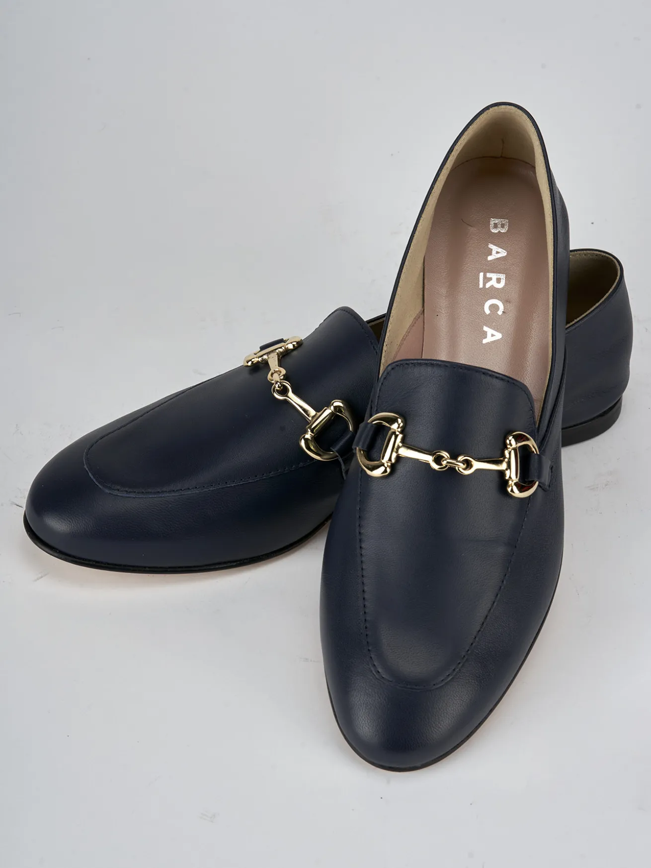 Mocassini tacco 1cm pelle blu