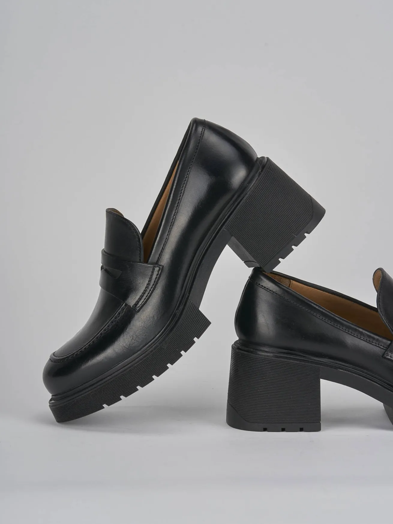 Mocassini tacco 6cm pelle nero