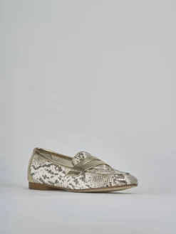 Mocassini tacco 1cm pitone oro