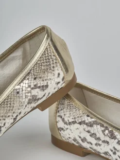 Mocassini tacco 1cm pitone oro