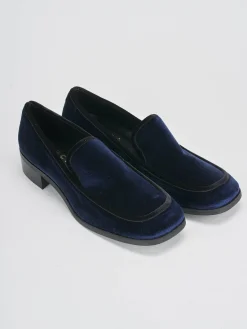 Mocassini tacco 1cm velluto blu