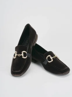 Mocassini tacco 1cm velluto testa