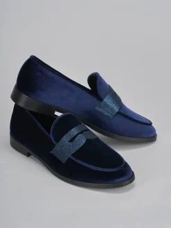 Mocassini tacco 2cm velluto blu