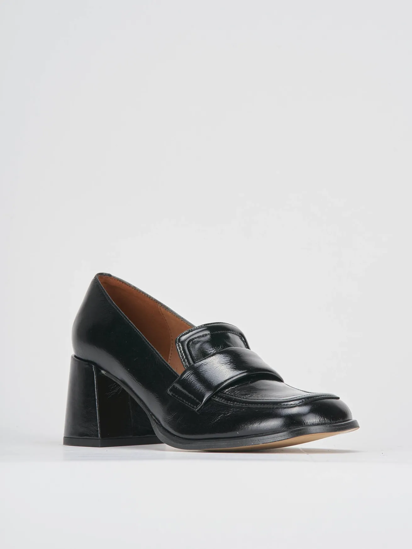 Mocassini tacco 8cm vernice nero