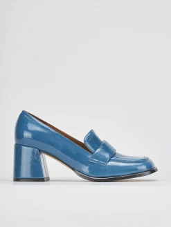 Mocassini tacco 8cm vernice blu