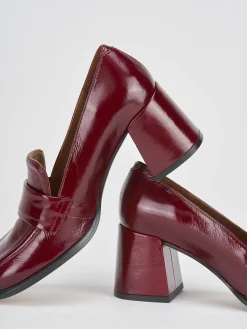 Mocassini tacco 8cm vernice bordo'