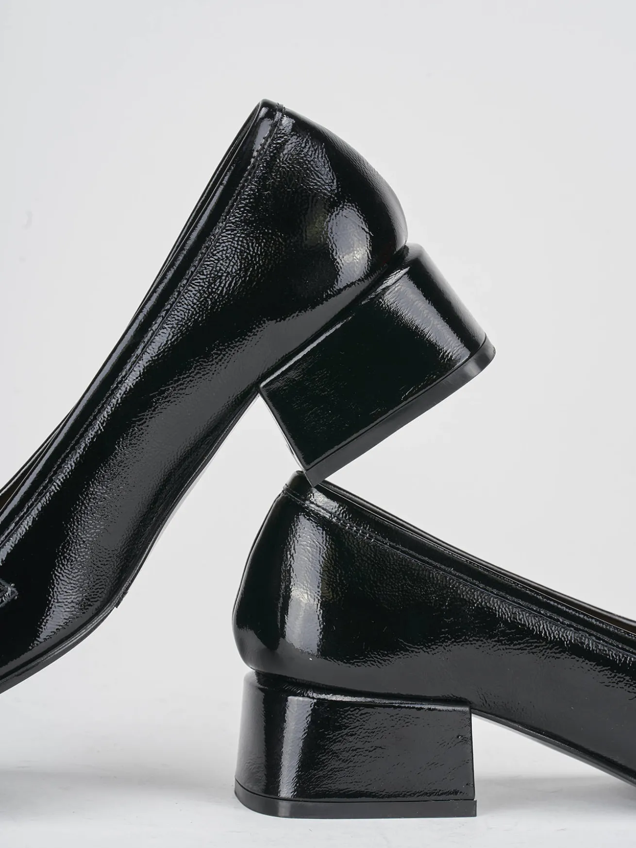 Mocassini tacco 3cm vernice nero