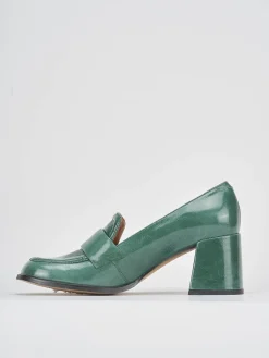 Mocassini tacco 8cm vernice verde