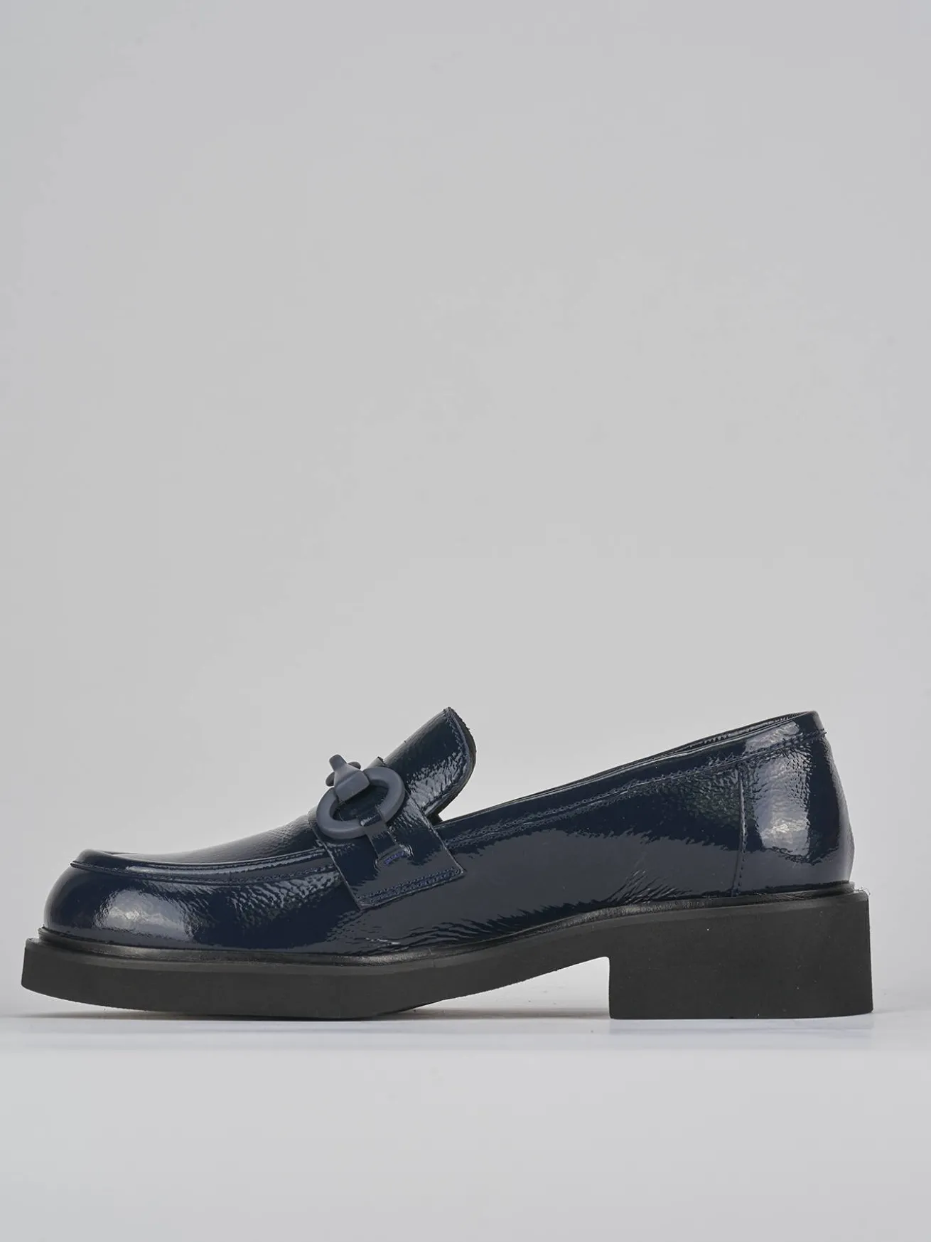 Mocassini tacco 3cm vernice blu