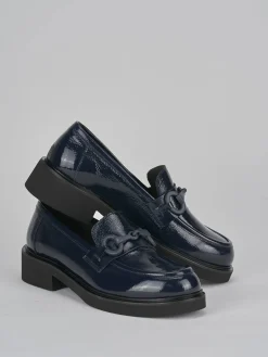 Mocassini tacco 3cm vernice blu