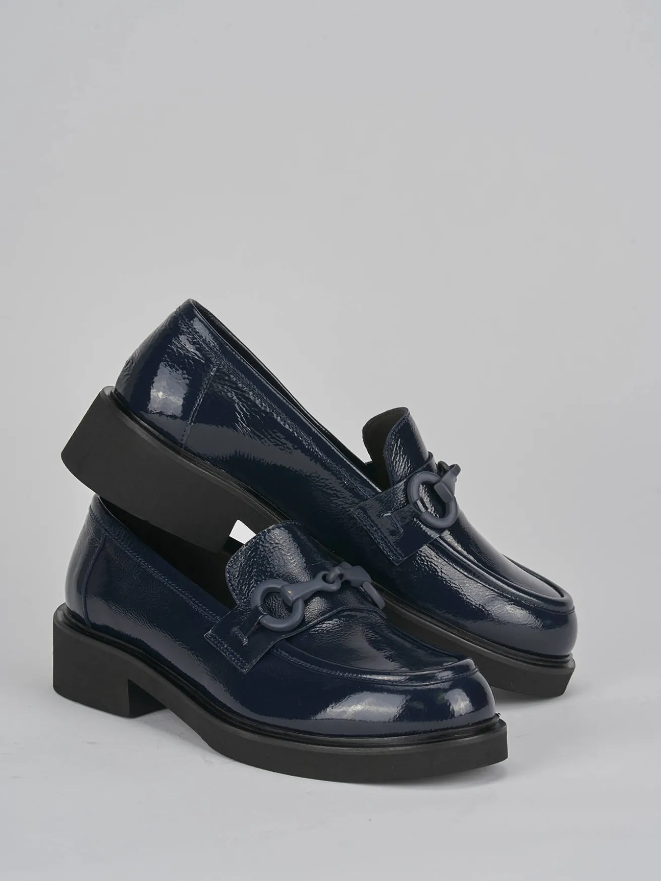 Mocassini tacco 3cm vernice blu