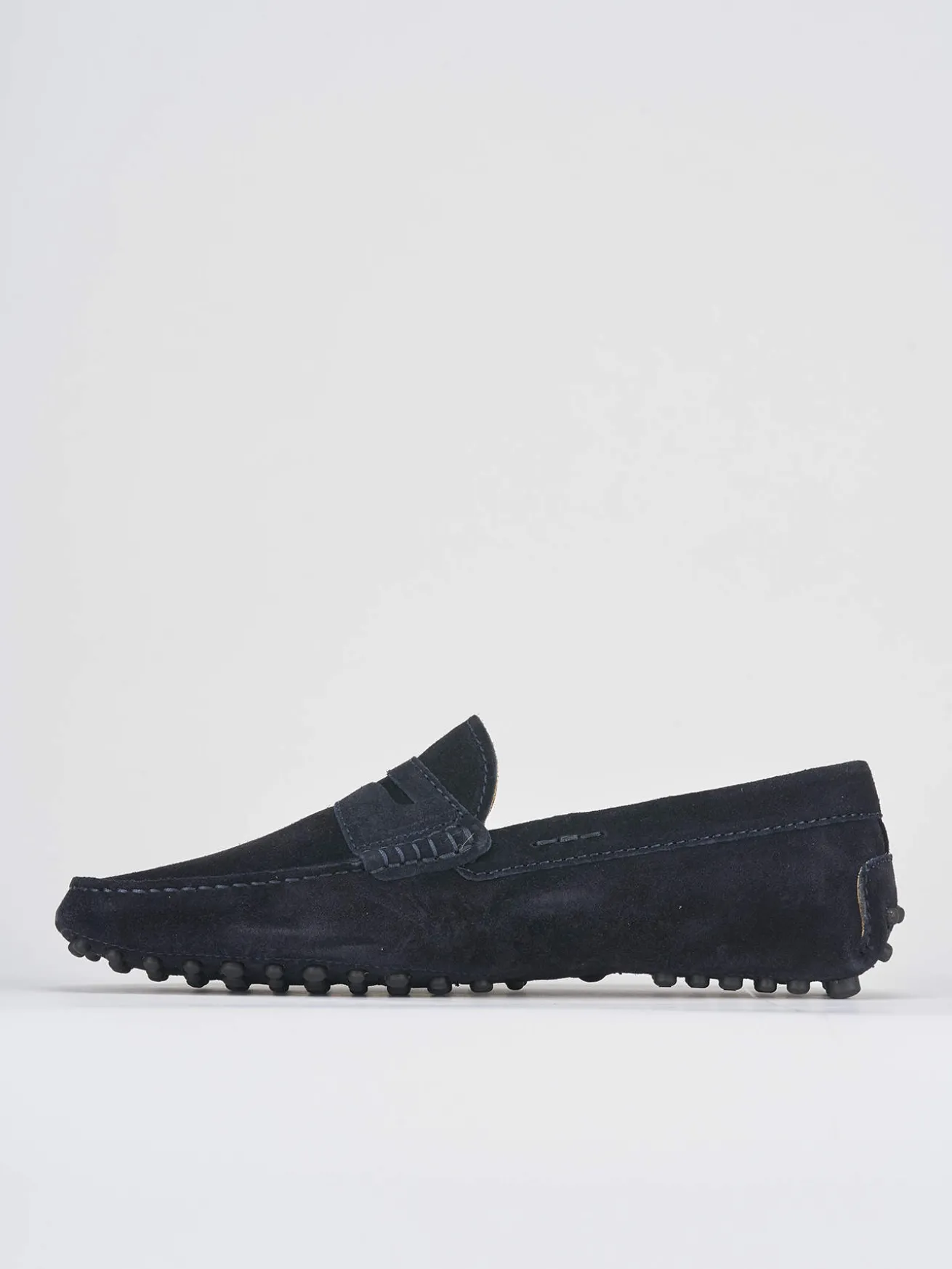 Mocassino blu camoscio