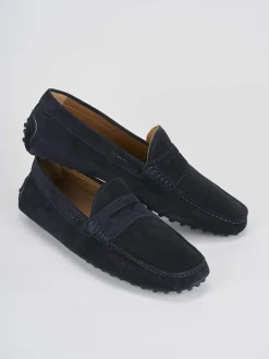 Mocassino blu camoscio