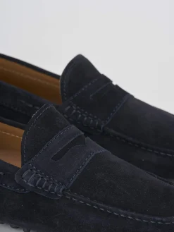 Mocassino blu camoscio