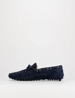 mocassino fondo gomma e soletto interno in vera pelle. tomaia in morbido camoscio blu