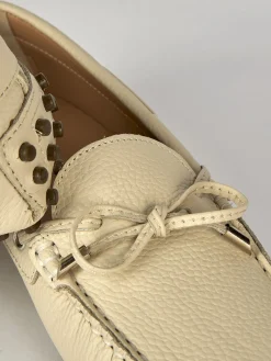 Mocassino tacco 1 cm beige pelle