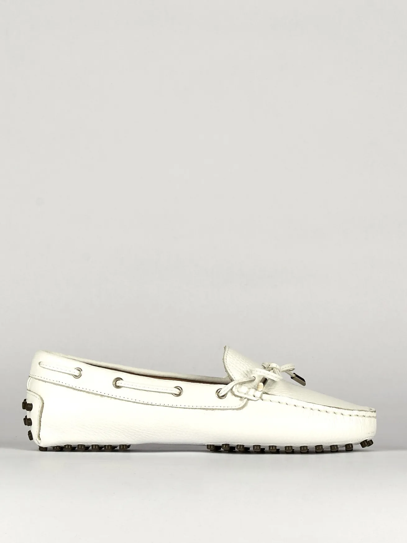 Mocassino tacco 1 cm bianco pelle