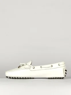 Mocassino tacco 1 cm bianco pelle