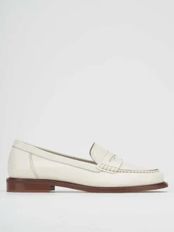 Mocassino tacco 1 cm bianco pelle