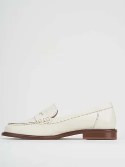 Mocassino tacco 1 cm bianco pelle