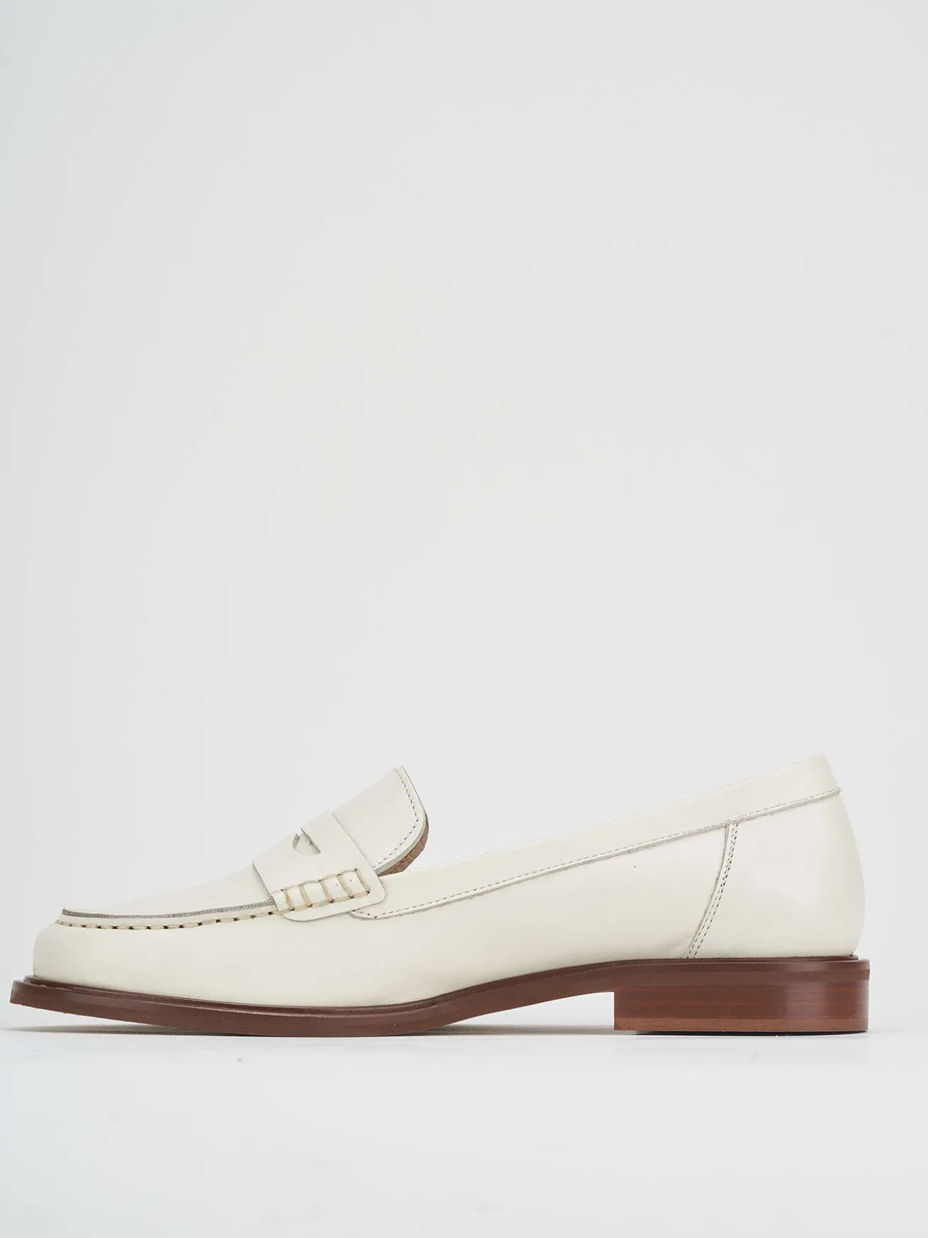 Mocassino tacco 1 cm bianco pelle