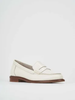 Mocassino tacco 1 cm bianco pelle