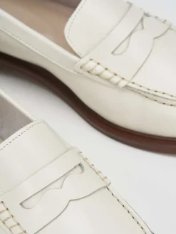 Mocassino tacco 1 cm bianco pelle