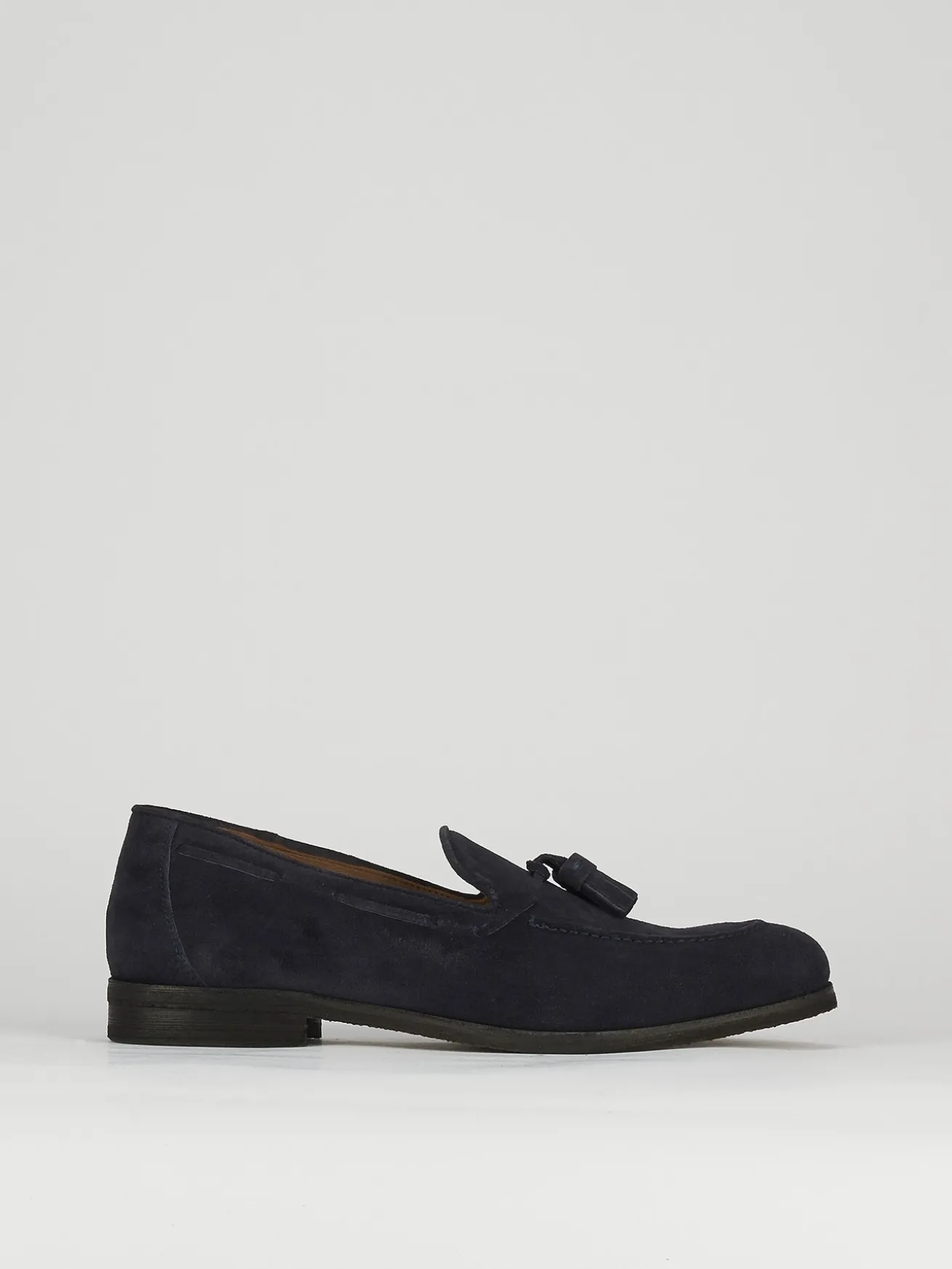 Mocassino tacco 2 cm blu camoscio