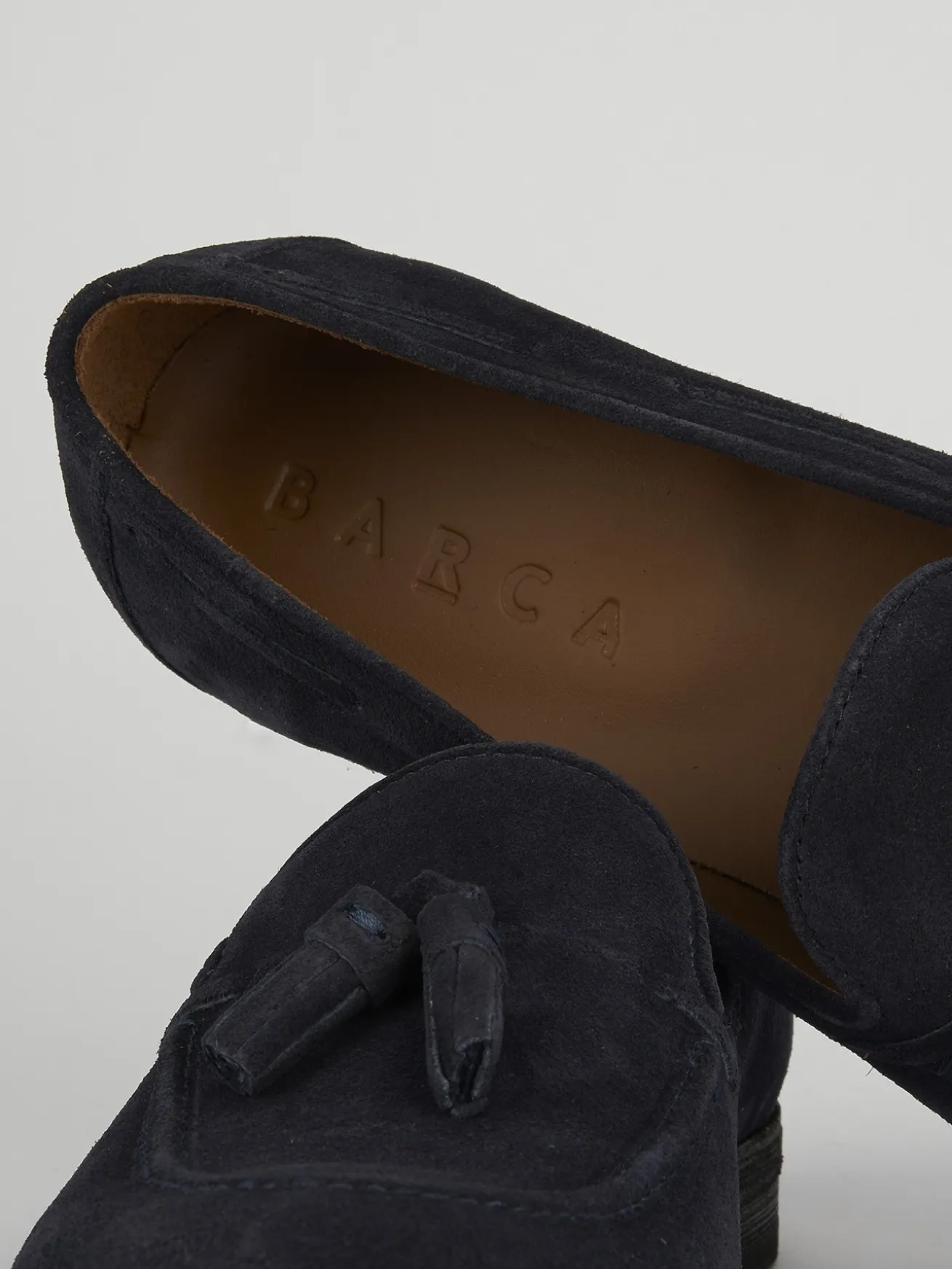 Mocassino tacco 2 cm blu camoscio