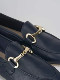 Mocassino tacco 1 cm blu pelle