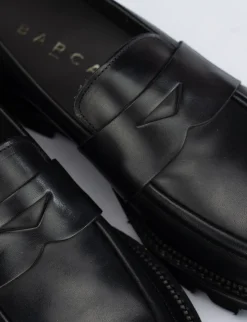 Mocassino tacco 2 cm nero pelle