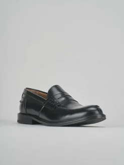 Mocassino tacco 2 cm nero pelle