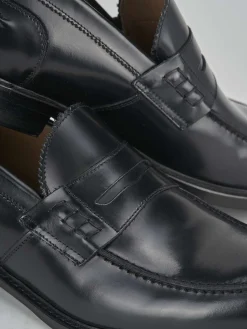 Mocassino tacco 2 cm nero pelle