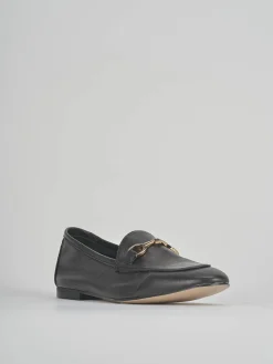 Mocassino tacco 1 cm nero pelle