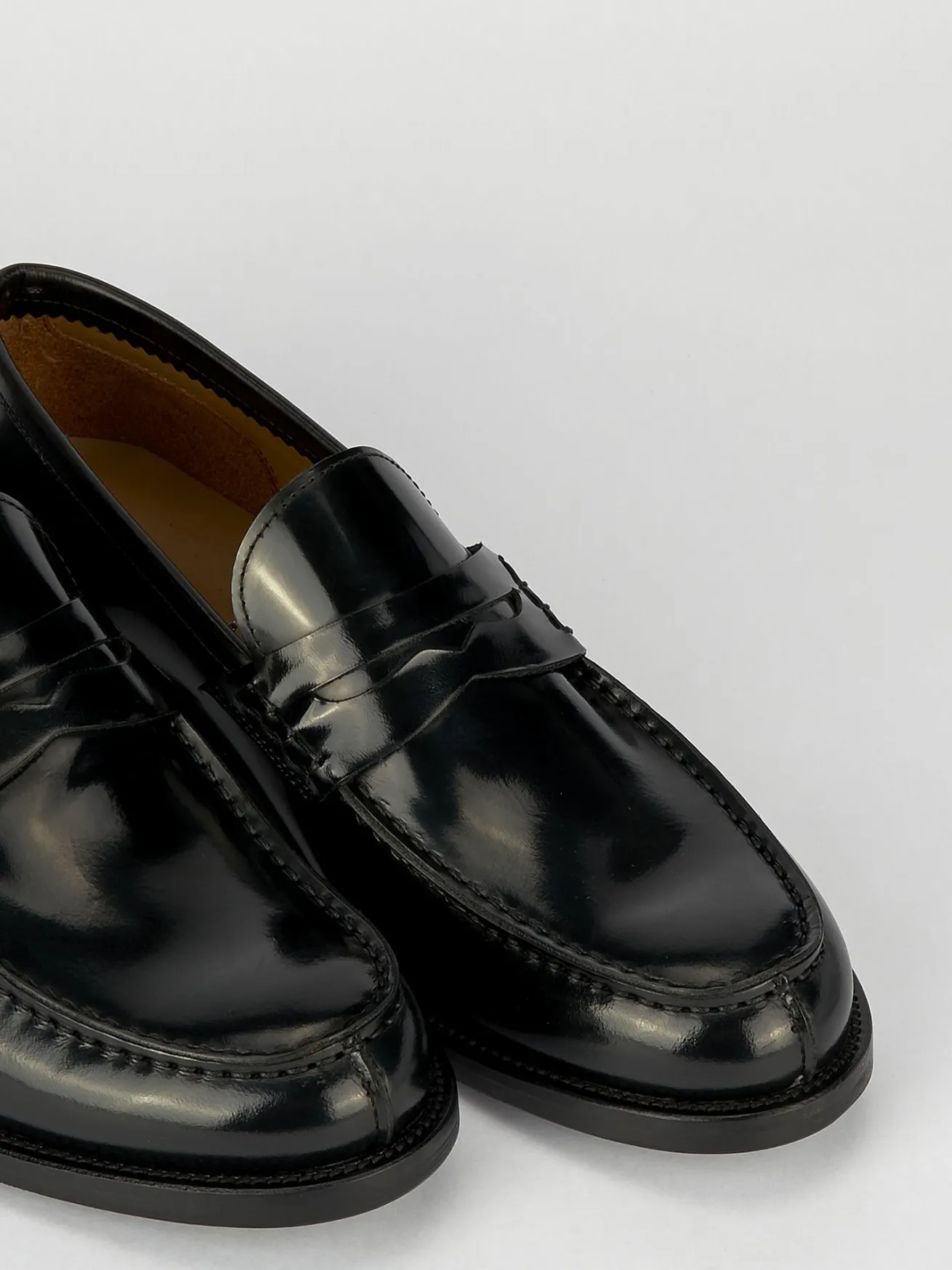 Mocassino tacco 2 cm nero pelle