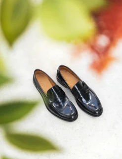 Mocassino tacco 2 cm nero pelle