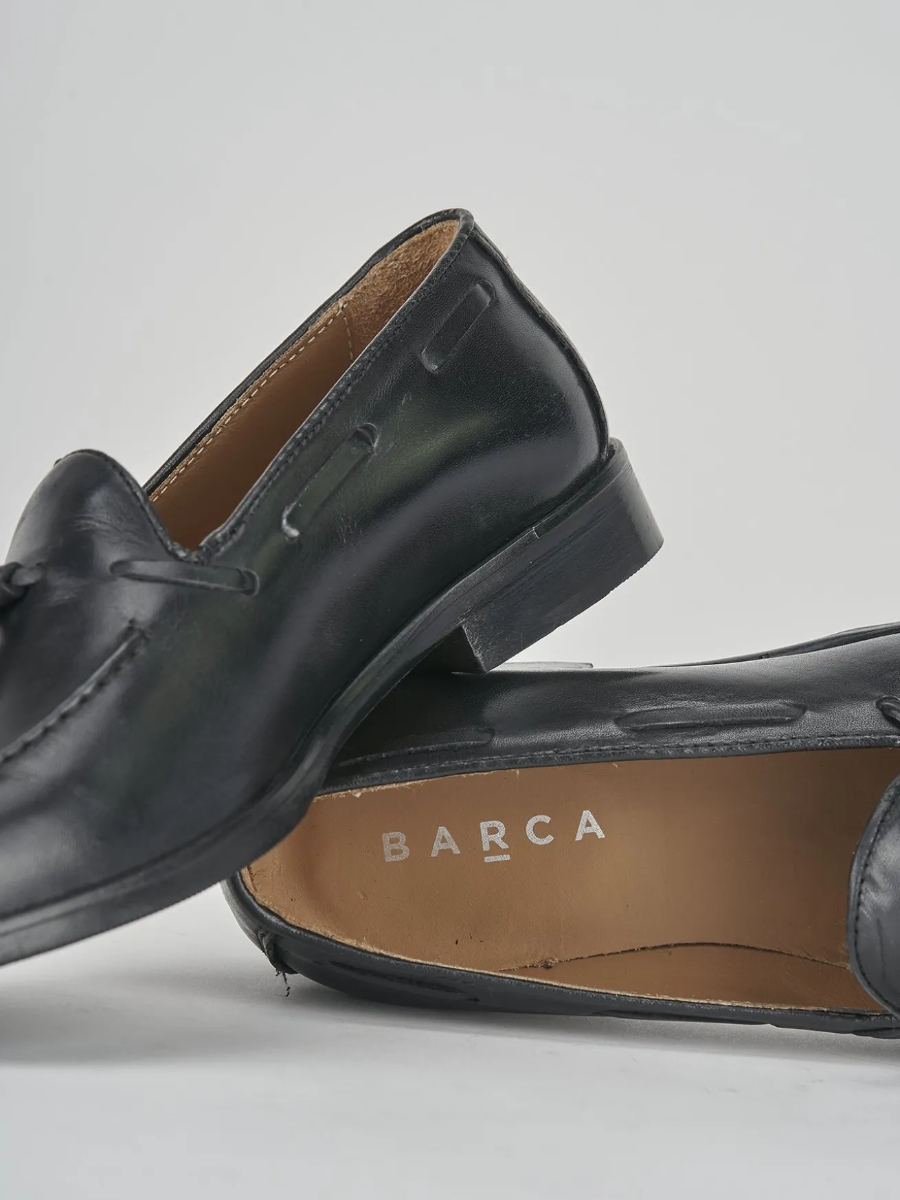 Mocassino tacco 1cm nero pelle