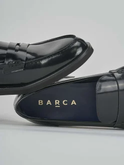 Mocassino tacco 2cm nero pelle