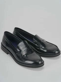 Mocassino tacco 2cm nero pelle