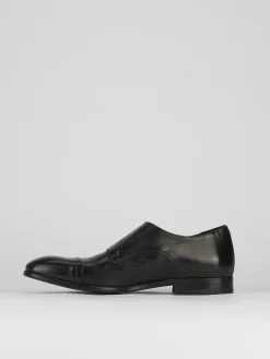 Monk strap tacco 2 cm nero pelle