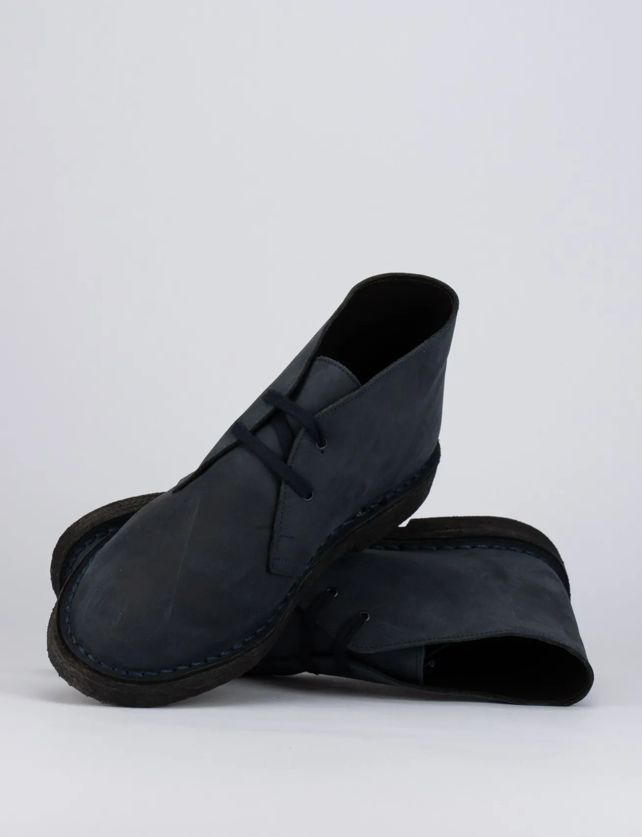 Polacchino tacco 2 cm blu pelle