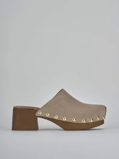 Sabot tacco 5 cm beige camoscio