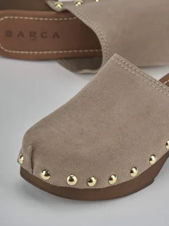 Sabot tacco 5 cm beige camoscio