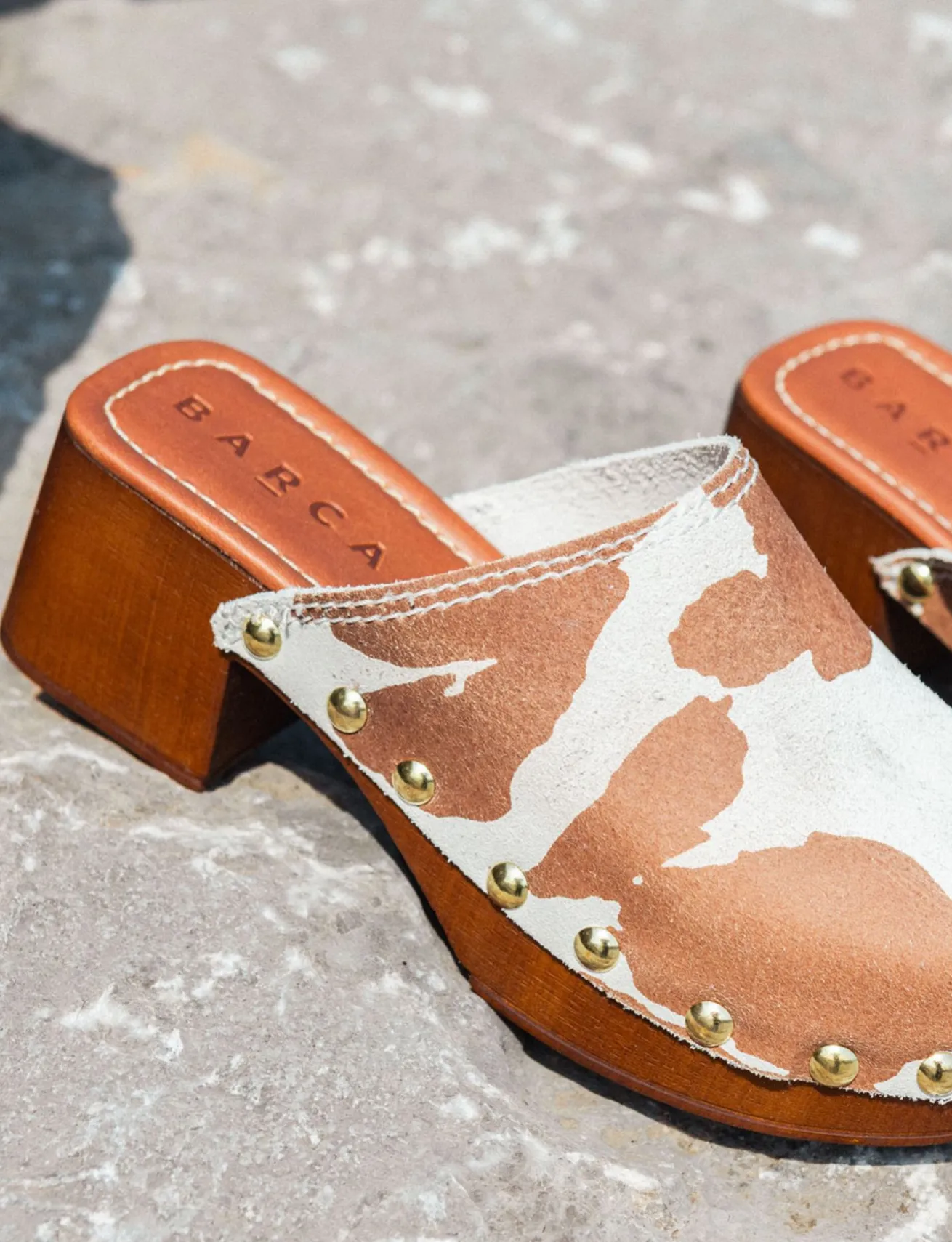 Sabot tacco 5 cm marrone camoscio