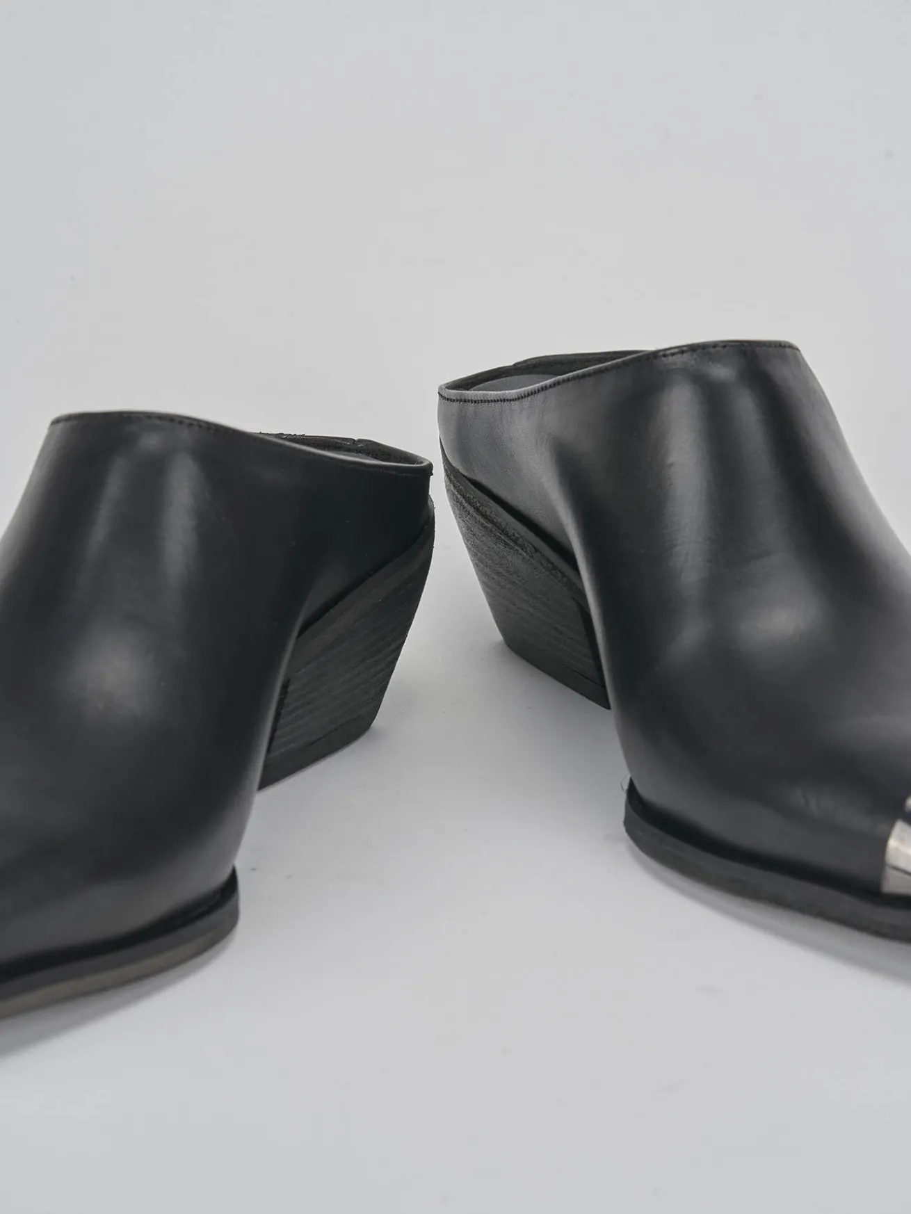 Sabot tacco 4 cm nero pelle