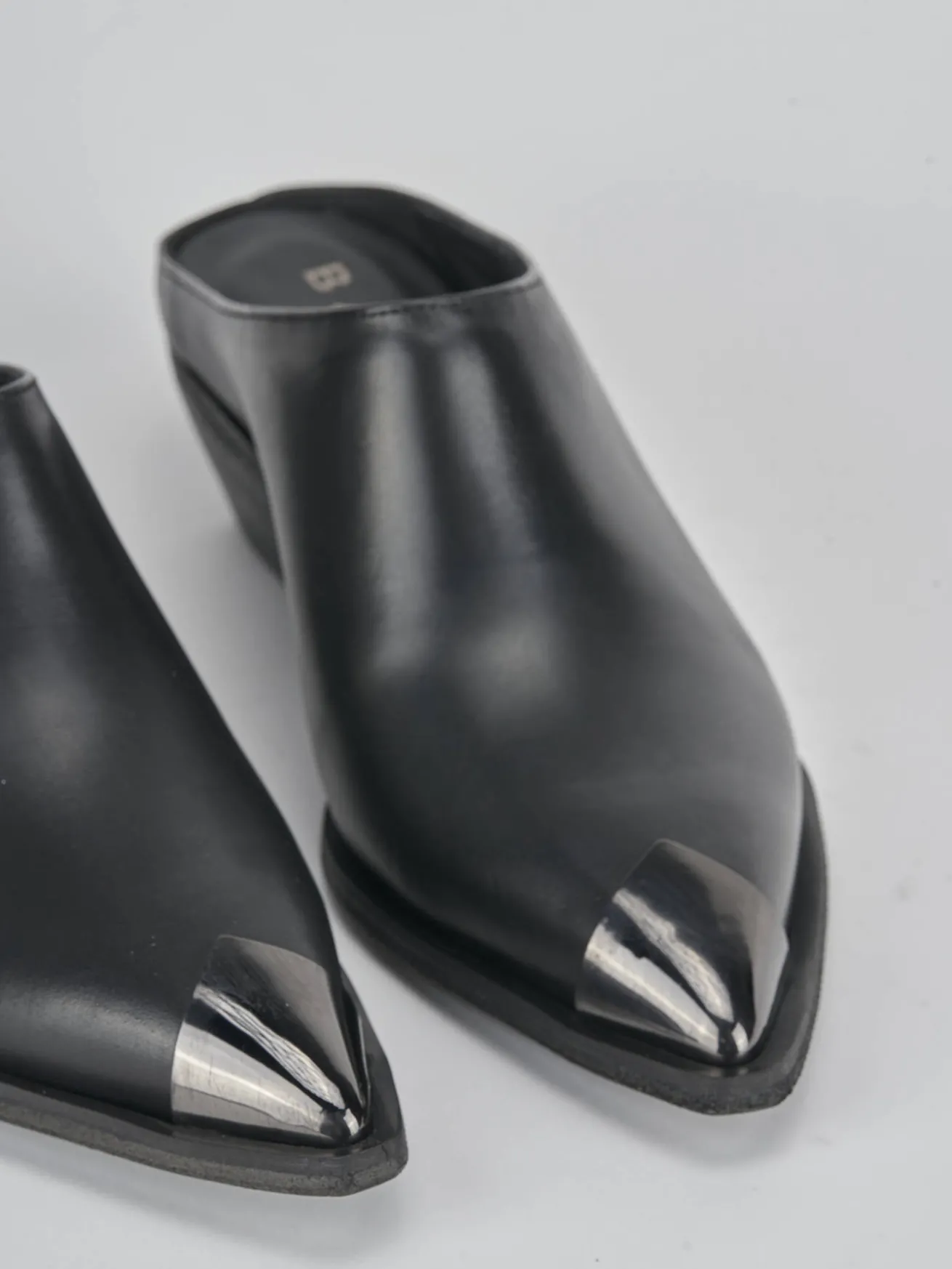 Sabot tacco 4 cm nero pelle