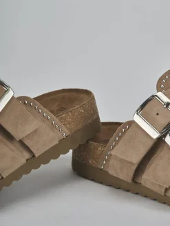 Sabot tacco 1cm camoscio beige