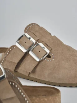 Sabot tacco 1cm camoscio beige