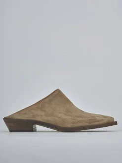 Sabot tacco 3cm camoscio marrone