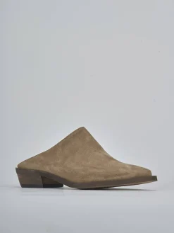 Sabot tacco 3cm camoscio marrone